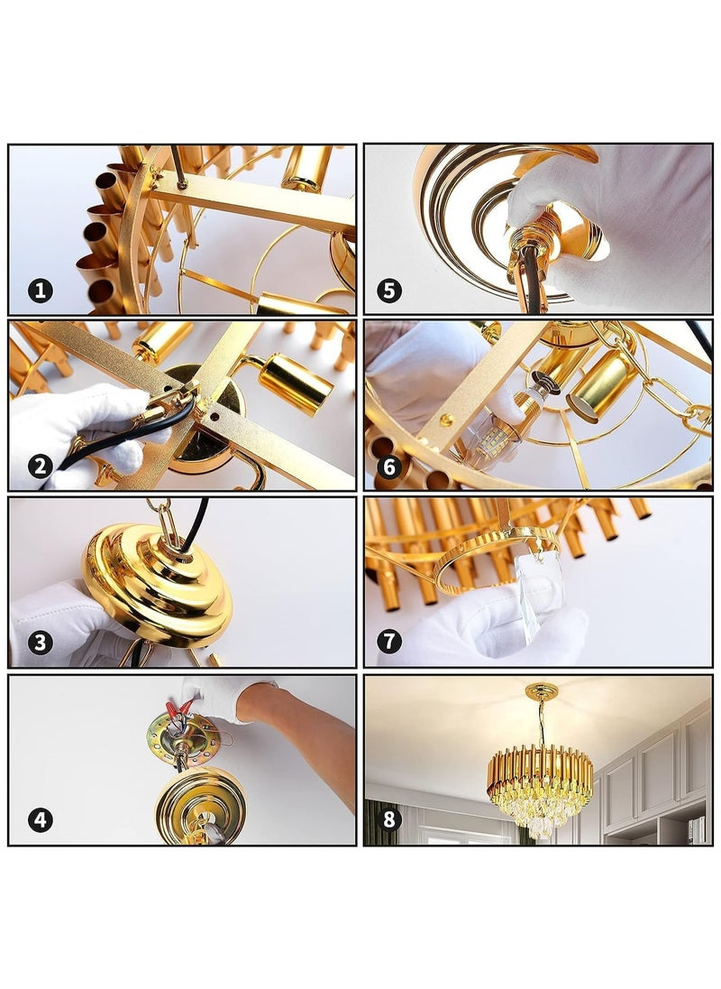 HUA QIANG WANG - Modern Crystal Chandeliers 16" Gold Chandelier Round Crystal Pendant Light for Dining Room Living Room Bedroom Foyer - Image 1