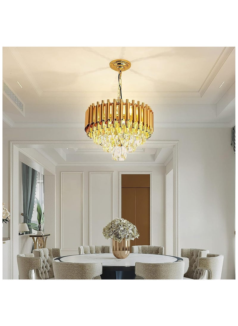 HUA QIANG WANG - Modern Crystal Chandeliers 16" Gold Chandelier Round Crystal Pendant Light for Dining Room Living Room Bedroom Foyer - Image 1