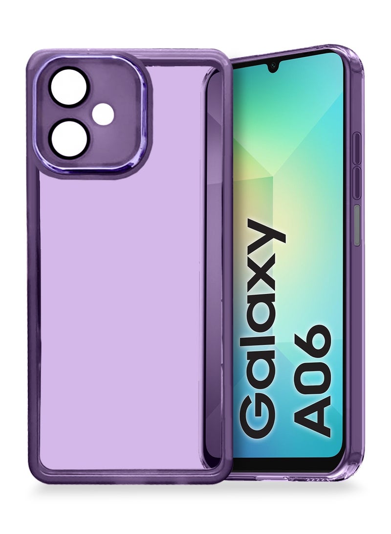دبليو تيك حافظة هاتف أنيقة رقيقة للغاية بحواف كهربائية للكاميرا لحماية كاميرا سامسونج جالاكسي A06 5G من السيليكون TPU الشفاف الناعم - بنفسجي باذنجاني - Image 1