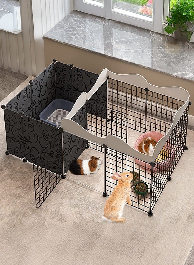 XiuWoo 122x70x53cm Small Animal Playpen, Portable Rabbit Fence Indoor Metal Wire Yard Fence Guinea Pig Cage Playpen Metal Enclosure for Rabbit Chinchilla Hamster Puppy Kitten with 12 Panels,Black - Image 1