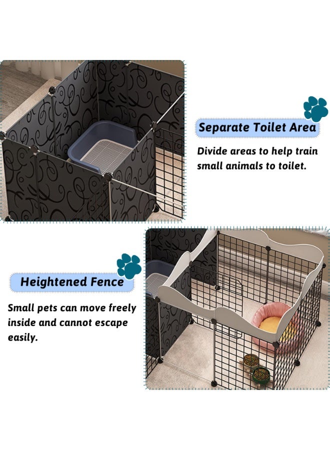 XiuWoo 122x70x53cm Small Animal Playpen, Portable Rabbit Fence Indoor Metal Wire Yard Fence Guinea Pig Cage Playpen Metal Enclosure for Rabbit Chinchilla Hamster Puppy Kitten with 12 Panels,Black - Image 3
