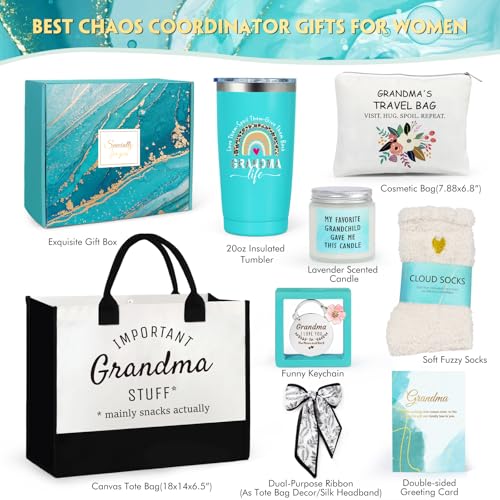 Suhctuptx Grandma Gift Set, Christmas & Birthday Gifts for Grandma, Funny Mother's Day Ideas for Grandparent & Nana Basket with Tote Bag - Image 2