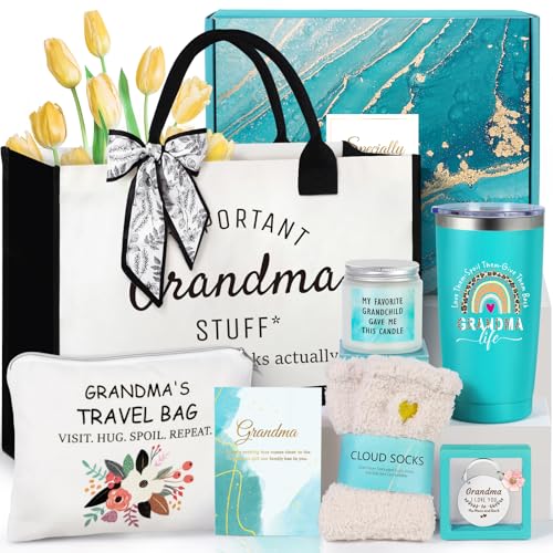 Suhctuptx Grandma Gift Set, Christmas & Birthday Gifts for Grandma, Funny Mother's Day Ideas for Grandparent & Nana Basket with Tote Bag - Image 1