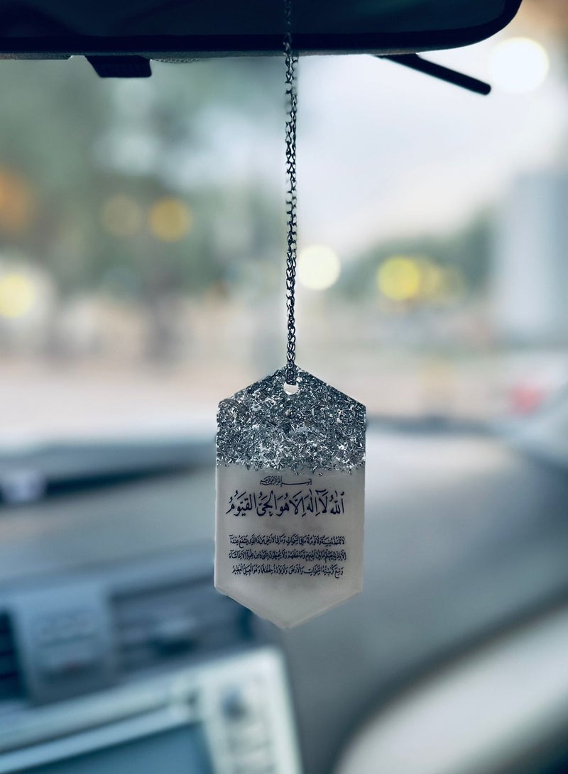A two-sided car decoration pendant with an elegant design, embroidered with silver leaf from luxurious resin - Image 5
