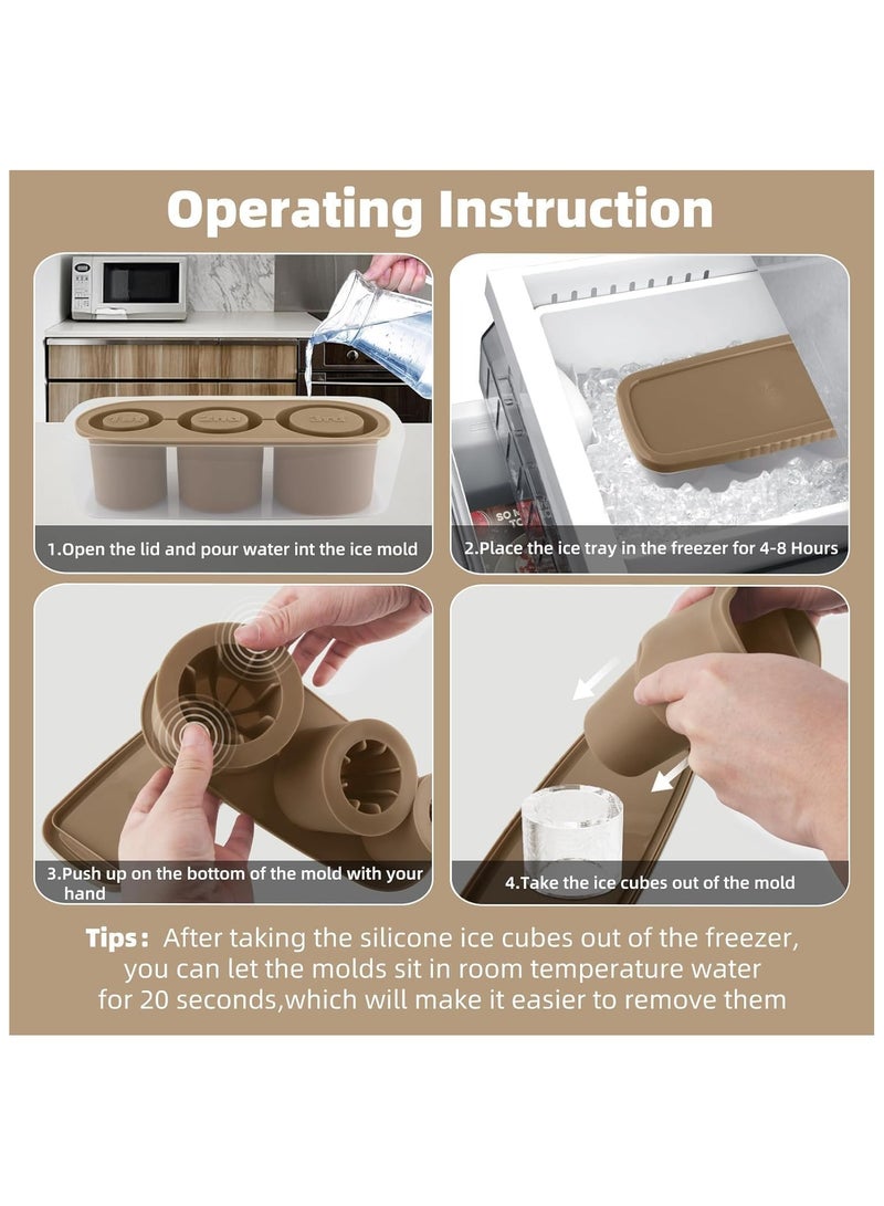 YQbest Ice Cube Tray for 40Oz Tumbler, Silicone Hollow Cylinder Ice Mold with Lid and Bin for Freezer, Ice Drink, Juice, Compatible with 40Oz Tumbler (Brown)  - Image 4