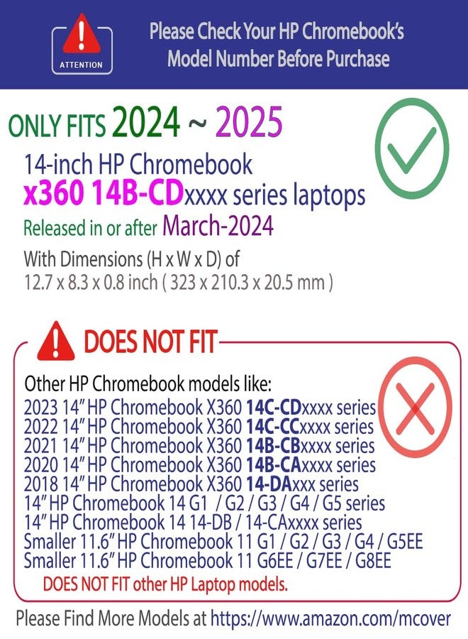 mCover Hard Shell Protective Case Only Compatible with HP Chromebook x360 14B-CD0000 Series (2024-2025) (Not for other HP Chromebook and Windows Notebook PCs) Black - Image 2