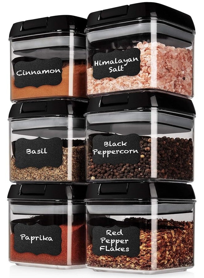 Shazo 6 PC Snack & Spice Containers Set [0.5L / 2.1 Cups] + 6 Spoons - Airtight BPA Free Clear Plastic Food Storage Containers with Easy Lock Lids for Kitchen & Pantry Organization, Herbs, Coffee, Tea - Image 1