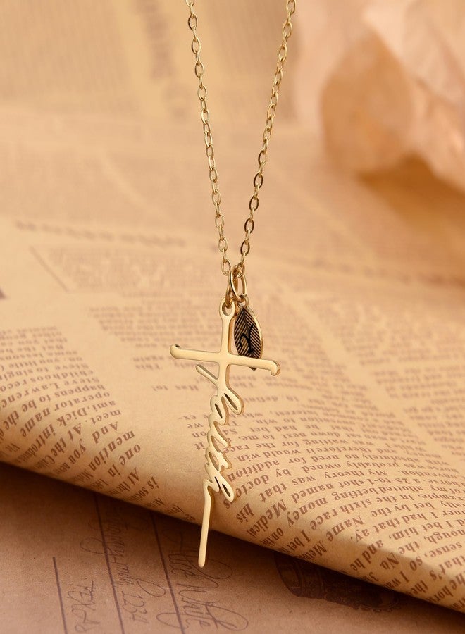 SANNYRA Faith Necklace for Women, Initial Christian Cross Necklaces, 18K Gold Plated Y Letters Religious Cross Pendant Jewelry for Her - Image 3