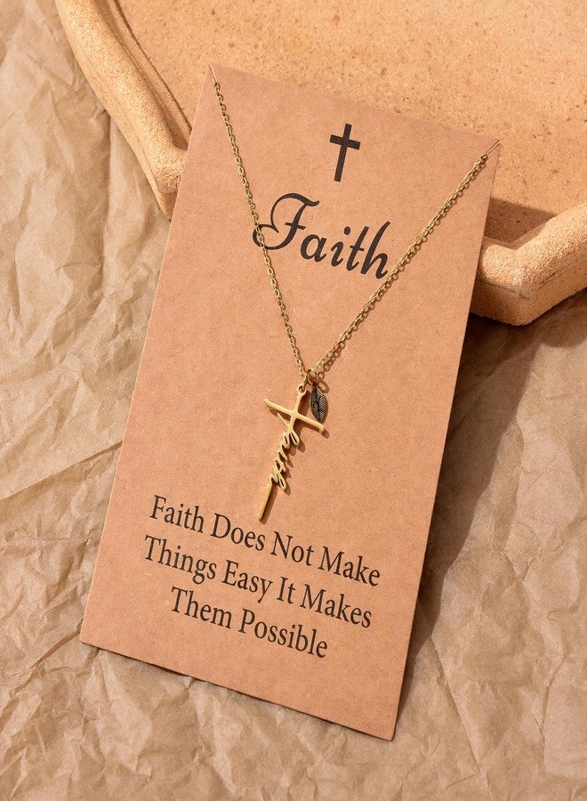 SANNYRA Faith Necklace for Women, Initial Christian Cross Necklaces, 18K Gold Plated Y Letters Religious Cross Pendant Jewelry for Her - Image 5