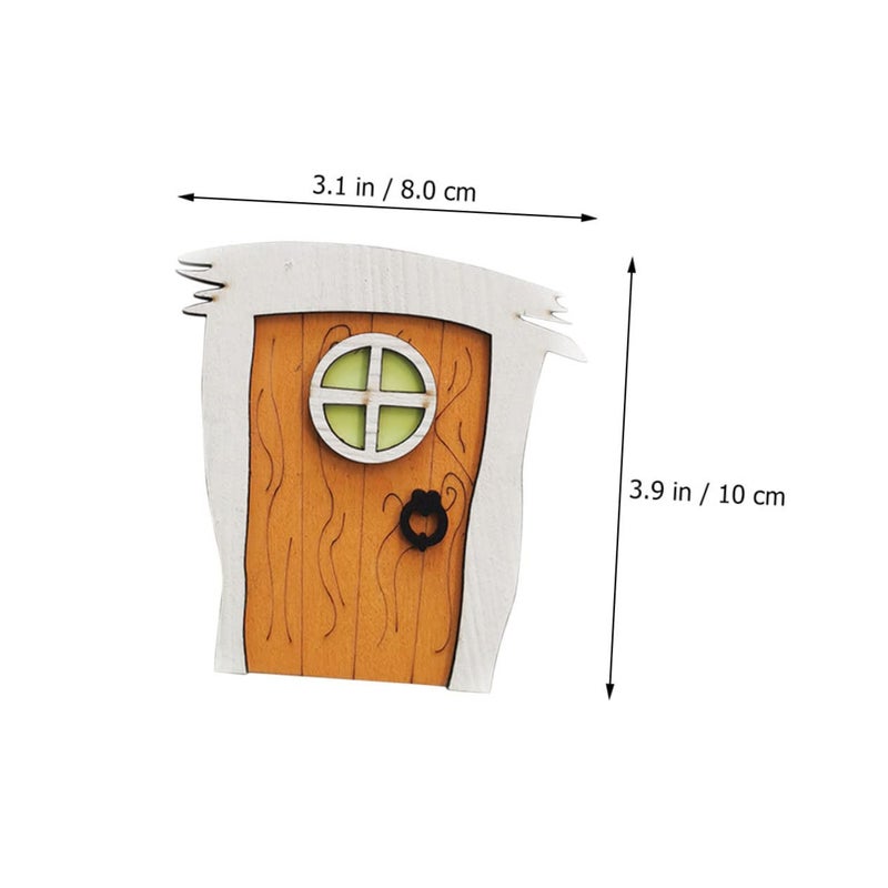 Fairy Garden Decor Set Wooden Door Window Model Fluorescent Outdoor Statue - Image 3