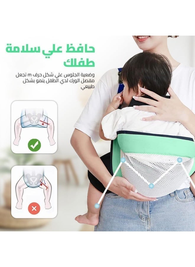 يو شوب شيالة كتف لحديثي الولادة والأطفال الصغار من يو شوب، شيالة طفل رضيع قابلة للتعديل، شيالة خصر بنمط نصف ملفوف، حامل أطفال مقاس واحد يناسب الجميع - Image 4