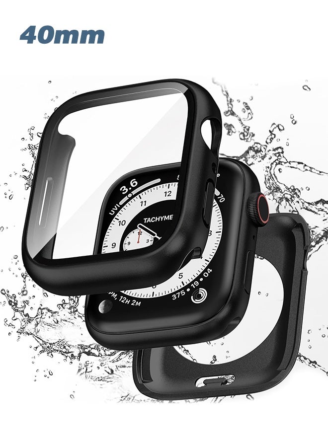 SUNDAREE غطاء حافظة لساعة Apple Watch مقاس 40 مم، غطاء واقٍ صلب من الصدمات لساعة Apple Watch SE 6 5 4 40 مم (أسود) - Image 1