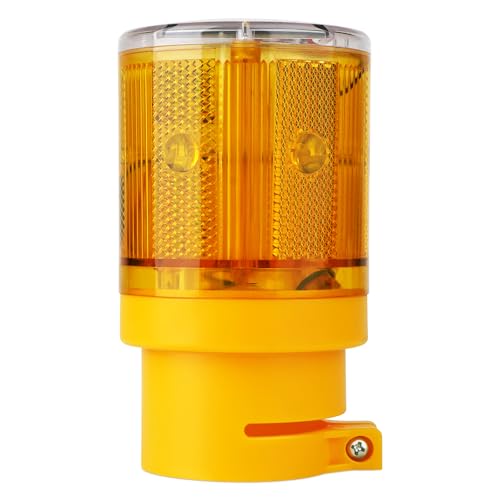 Aolyty LED Solar Strobe Warning Light Flashing Construction Safety Road Barricade Traffic Automatic Vehicle Signal Beacon Lamp Waterproof Automatically Turn on (Yellow) - Image 1