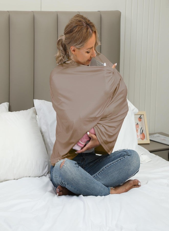 Meetjoy Breathable Car Seat Cover for Babies - Multi-Purpose Soft Rayon Nursing Cover for Breastfeeding, High Stretchy Infant Carseat Canopy, Stroller Cover (Smooth Rayon, Mocha Natural) - Image 4