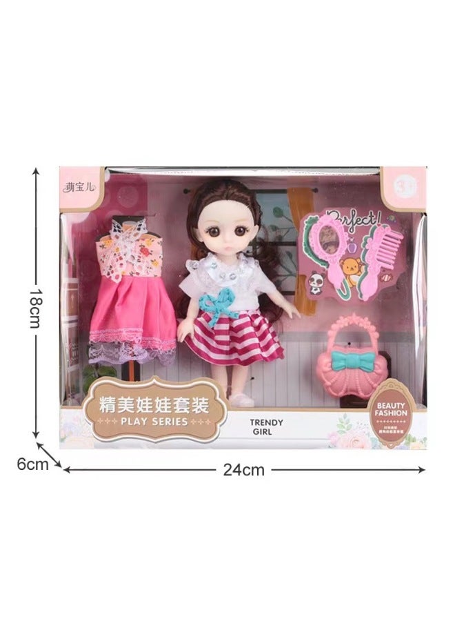 لعبة أطفال محاكاة Tongle Barbie Doll Set Gift Box Girl Dress Up Toy Princess هدية كبيرة الحجم - اللون: متجر ملابس صغير 24*6*18】 - Image 1