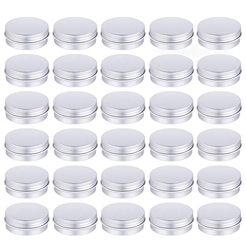 Petutu 30 Pack Tin Cans Screw Top Round Metal Lip Balm Tins Containers with Lids (1oz) - Image 1