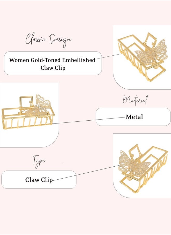 Just Peachy - Just Peachy Women?s Gold-Toned Embellished Claw Clip - Elegant Rhinestone Design | Stylish & Secure Hair Accessory | Ideal for Thick, Curly, or Straight Hair | Non-Slip Grip for All-Day Hold - Image 1