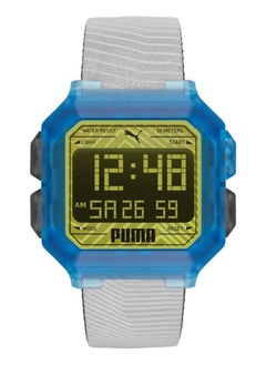 PUMA ساعة ميكانيكية رقمية للرجال بحزام سيليكون رمادي - 5 ATM - PU P5038  - Image 1