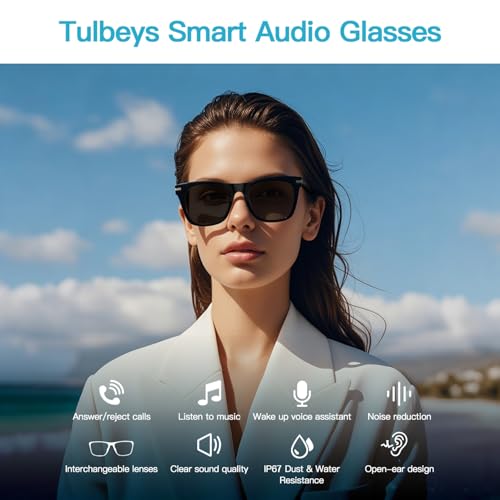 Tulbeys Smart Glasses for Men Women - Bluetooth Audio Sunglasses with Polarized Lenses - Wireless Headphones, Hands-Free Calling, UV Protection, Open Ear, IP67 Waterproof for Driving Fishing Walking - Image 2