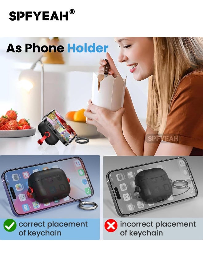 SPFYEAH AirPods Pro 3rd Generation Case Cover, with Safety Lock & Keychain Ring & Cleaner kit & Magnetic Anti-Lost Strap, Music Headset Design, Front LED Visible, Shockproof Protective Cover for AirPods Pro 3 (2025), Black/Red - Image 5