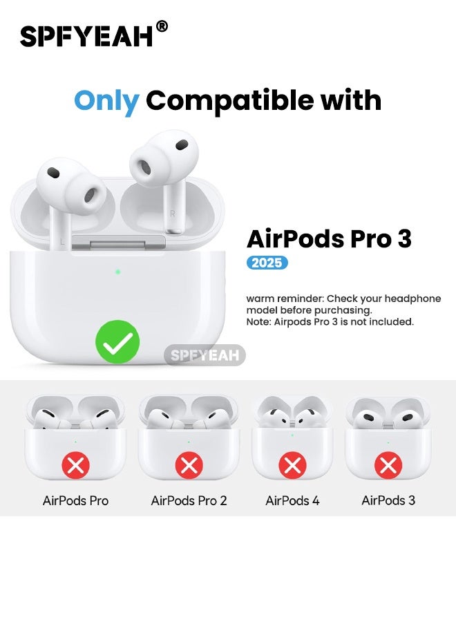 SPFYEAH AirPods Pro 3rd Generation Case Cover, with Safety Lock & Keychain Ring & Cleaner kit & Magnetic Anti-Lost Strap, Music Headset Design, Front LED Visible, Shockproof Protective Cover for AirPods Pro 3 (2025), Black/Red - Image 2