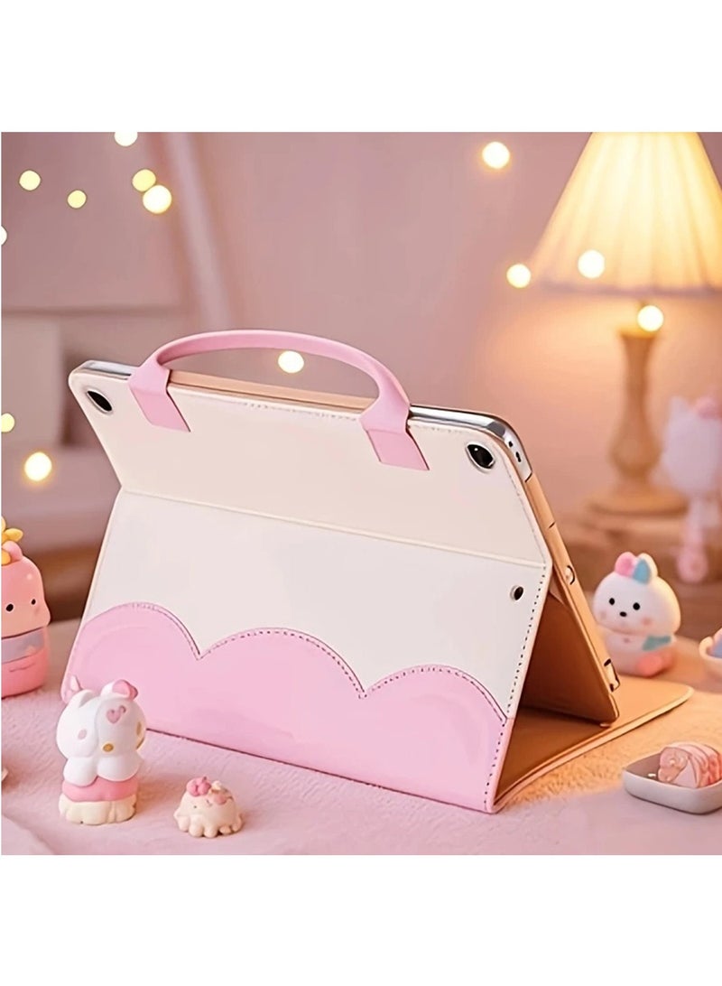 Hihonor Stylish Faux Leather Tablet Case - Flip Cover with Bowknot Handle, Multi-Angle Support, Durable 10.2/10.5 Tablet Protection, Smart Slim Handbag Leather Stand Cover with Auto Wake/Sleep Feature, Pink  - Image 4