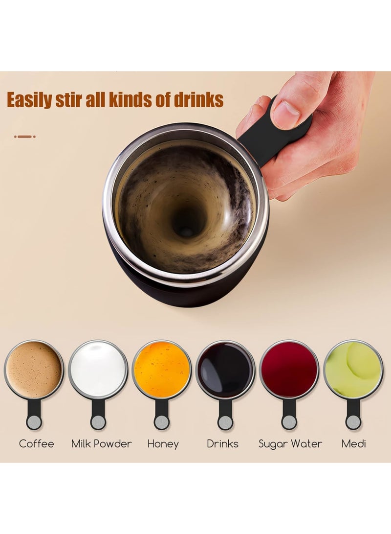 SYOSI Self Stirring Mug, Rechargeable Automatic Mixing Coffee Cup with Magnetic Stirrer and Spill Resistant Lid, Easy Blend for Coffee Milk Cocoa at Home Office Travel 13oz, Black - Image 4