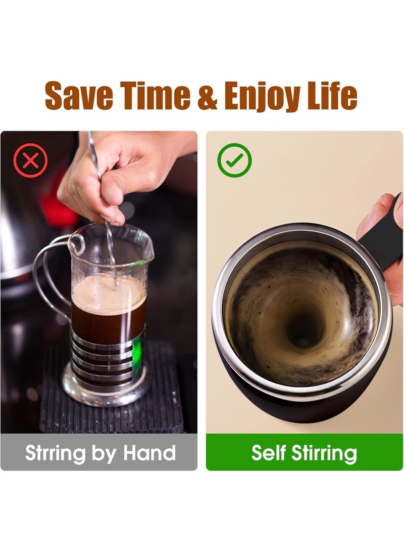 SYOSI Self Stirring Mug, Rechargeable Automatic Mixing Coffee Cup with Magnetic Stirrer and Spill Resistant Lid, Easy Blend for Coffee Milk Cocoa at Home Office Travel 13oz, Black - Image 5