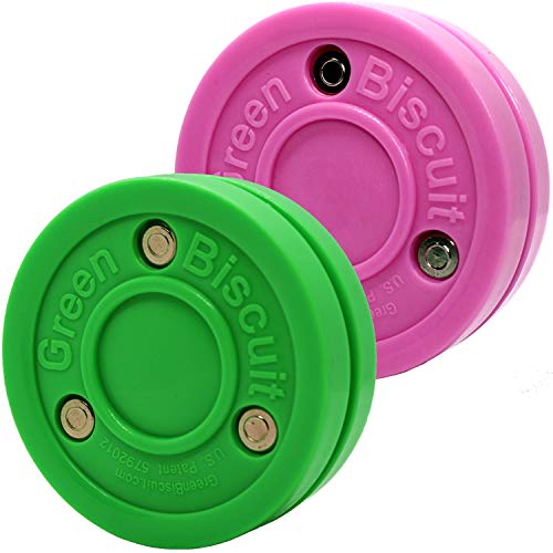Green Biscuit Hockey Pucks 2 Pack - Green and Pink Passer Street Pucks/Free GB Sticker/Package may vary - Image 1