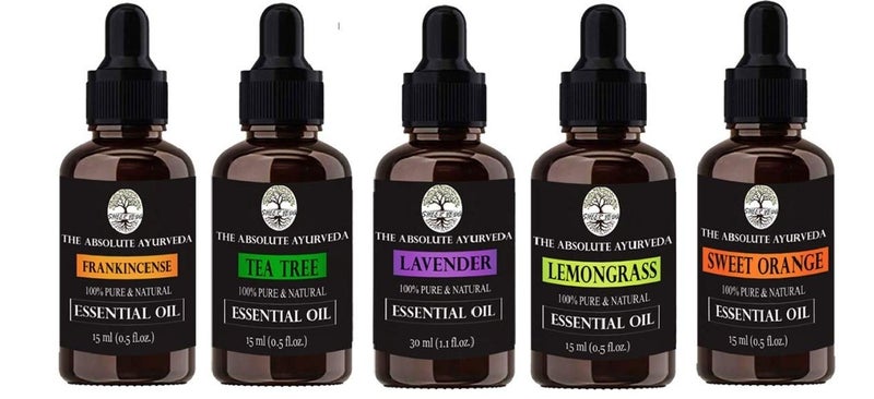 Sheer Veda Sheer Veda Essential oils EO Carrier oils 15 ML Each Set of 5 Combo Pack Gift Set EO LavenderTeatreeLemongrassOrangeFrankincense 