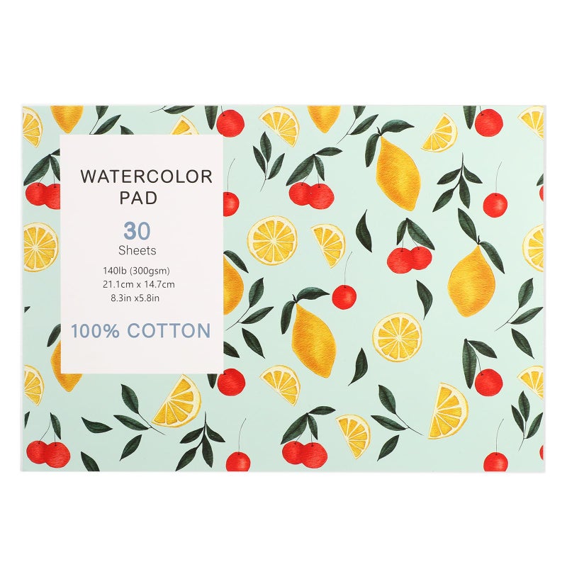 Prudiut 30 Sheets Watercolor Paper Pad, A5 (8.3 x 5.8) Cold Press Watercolor Paper, 140 lb/300 GSM Tearable Water Color Pad for Art Painting, Drawing, Mixed Media, Stocking Stuffers - Image 1