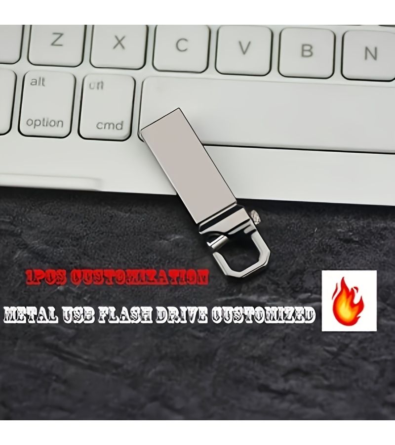 Custom Logo Metal USB 2.0 Flash Drive 4GB Black Keychain Pen Drive - Image 1