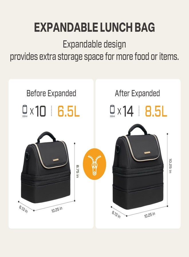 إيفر فن صندوق غداء قابل للتمدد من Everfun للنساء مع حاوية، حقيبة غداء مزدوجة الطبقات معزولة ومضادة للتسرب وحقيبة تبريد كبيرة مع حزام قابل للتعديل - Image 2