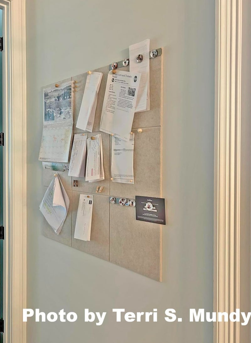 Large Bulletin Board, Pack of 12 Square Polyester 30x30cm Felt Wall Tiles, Corkboard Alternative, Office Wall Pegboard (Light Khaki) - Image 5