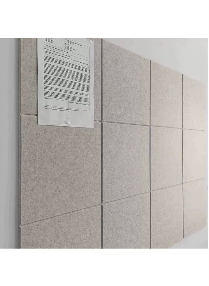Large Bulletin Board, Pack of 12 Square Polyester 30x30cm Felt Wall Tiles, Corkboard Alternative, Office Wall Pegboard (Light Khaki) - Image 1