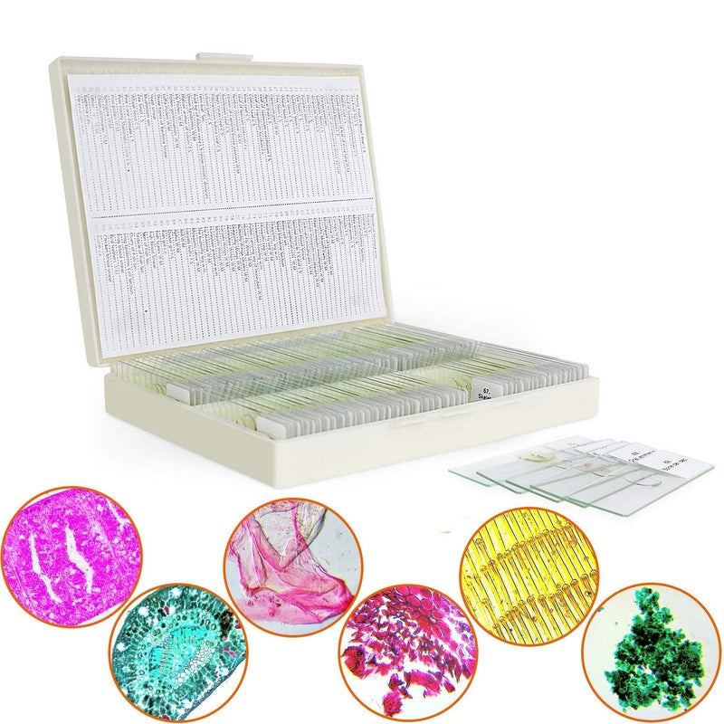 MAXLAPTER 100 Microscope Slides with Specimens for Kids and Adults, Prepared Microscope Slides with Plants Animals Insects for Students Homeschool Edu - Image 1