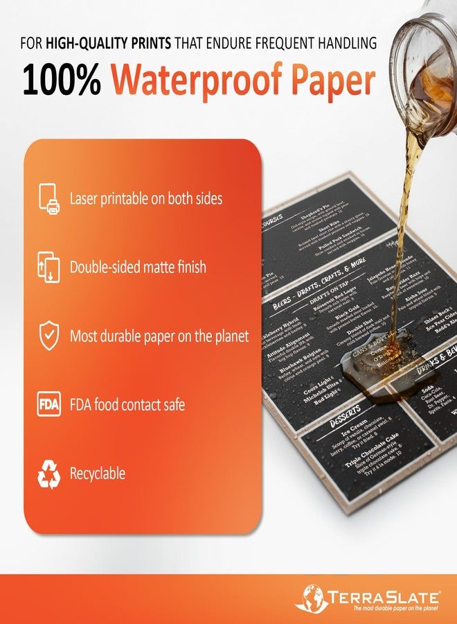 TerraSlate Premium Waterproof Laser Printer Copy Paper, 8.5" x 11", 8 Mil Rain, Weatherproof, 50 Sheets - Image 2