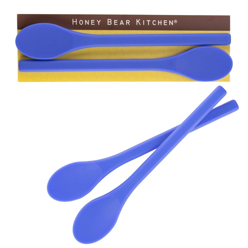 HONEY BEAR KITCHEN ملعقة تحريك سيليكون على شكل دب العسل (مجموعة من 2، دب العسل بني) للقهوة والشاي - Image 1