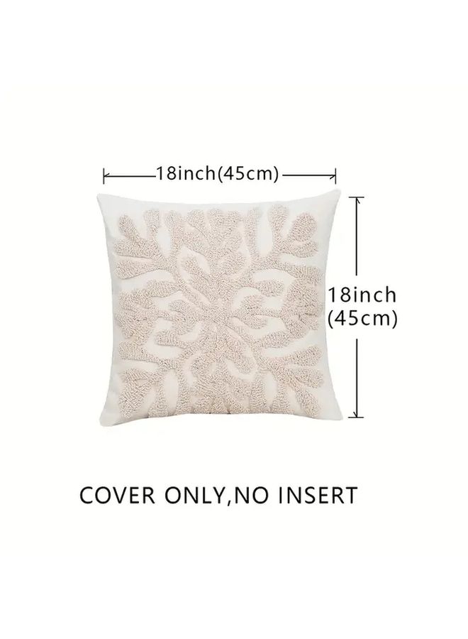 Ivory Floral Outline Embroidered Throw Pillow Cover 17 72 X 17 72 Inch Decorative Cushion Case - Image 3