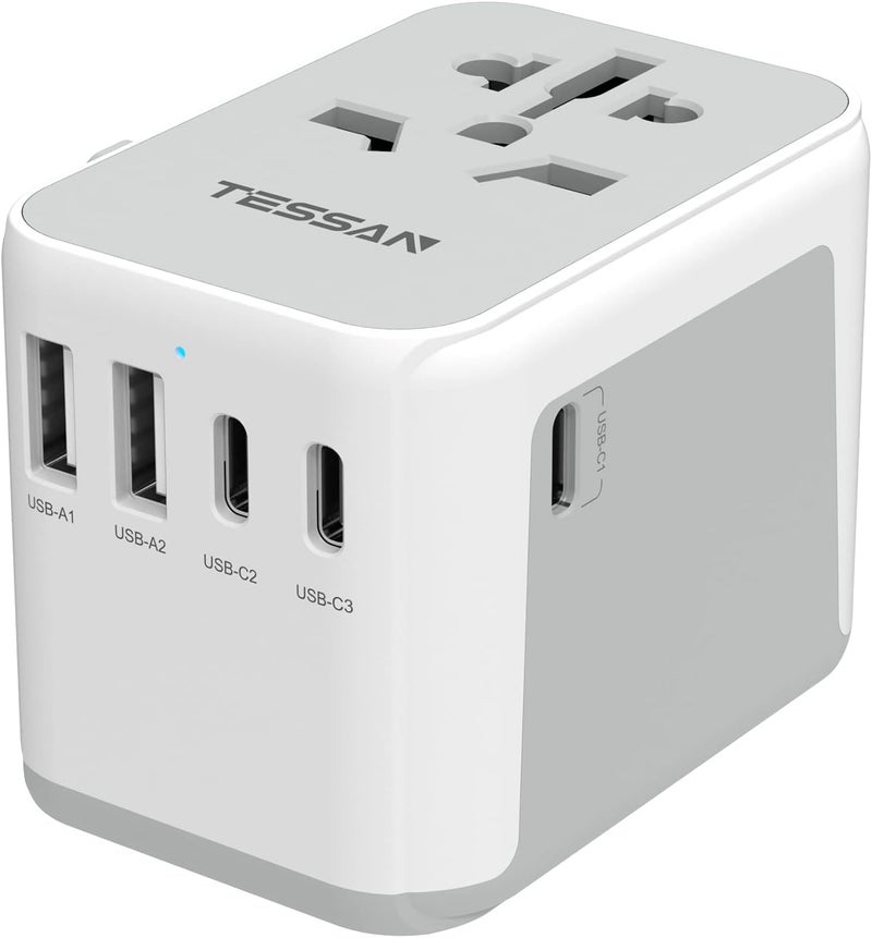 Universal Adapter Worldwide Travel Plug Adaptor with 2 USB A and 3 USB C Ports International Travel Adapter for EU UK USA AU Power Socket Charger for Multi Countries