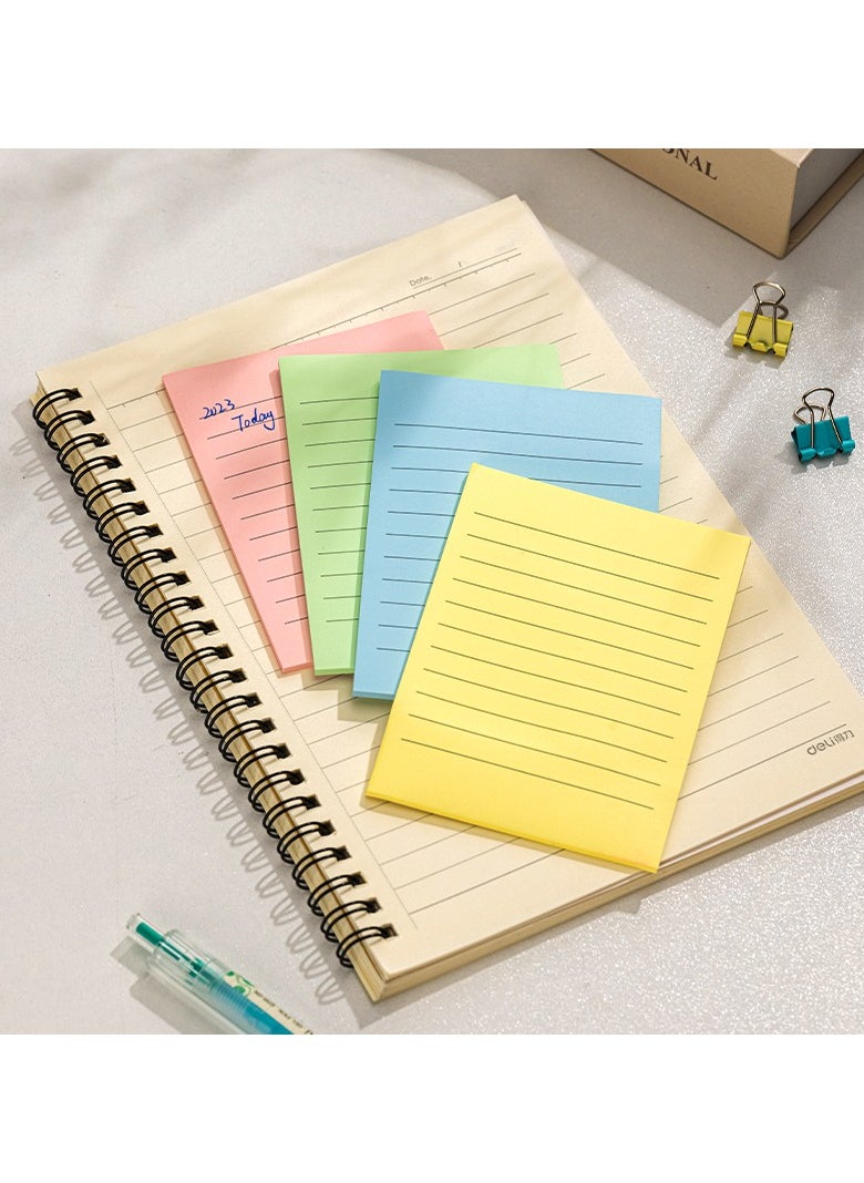 Deli Deli EA047 STICK UP 9-Line Sticky Notes 1 piece, 75gsm Paper, 76×126mm, Pink, Yellow, Blue, Green, 100 Sheets (4 Pads, 25 Sheets Each), To-Do List, Easy to Remove, Assorted  - Image 3