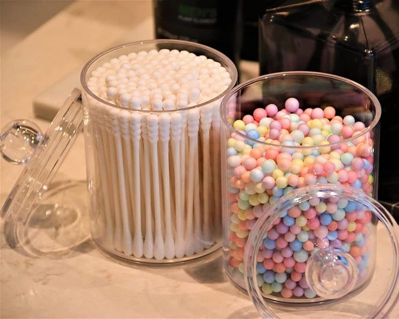 GODFLY حامل تخزين أعواد القطن GODFLY، حافظة كرات القطن الشفافة، صندوق تخزين أعواد القطن/الأذن، صندوق تخزين مستحضرات التجميل للنساء مع غطاء (1 قطعة) - Image 4