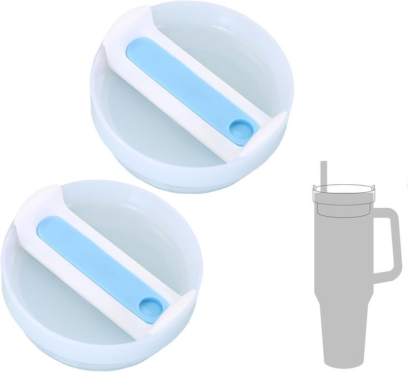 Bnoname 40oz Tumbler Lids Replacement for Stanley Cup,Replacement Spill Proof Splash Resistant Tumbler Lids Reusable Tumbler Cover for Stanley and More Coffee Mugs (Light Blue+White) - Image 1