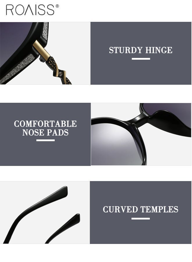 رويس نظارات شمسية أنيقة مستقطبة، بتصميم عصري، ونمط ريترو مستوحى من أزياء الشارع، مضادة للوهج، عدسات متدرجة، حماية من الأشعة فوق البنفسجية 400، مناسبة للنساء، مثالية للتسوق والحفلات والسفر، مع حافظة للنظارات. - Image 5