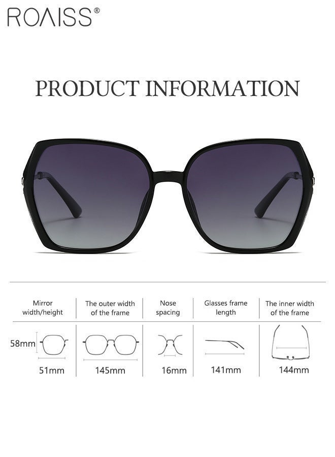 رويس نظارات شمسية أنيقة مستقطبة، بتصميم عصري، ونمط ريترو مستوحى من أزياء الشارع، مضادة للوهج، عدسات متدرجة، حماية من الأشعة فوق البنفسجية 400، مناسبة للنساء، مثالية للتسوق والحفلات والسفر، مع حافظة للنظارات. - Image 4