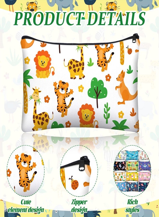 Affrolling 36 Pcs Cartoon Animal Pencil Case Bulk Cute Cartoon Pencil Pouch Multicolor Canvas Pen Bag Organizer with Zipper Stationery Back to School Supplies(Funny) - Image 2