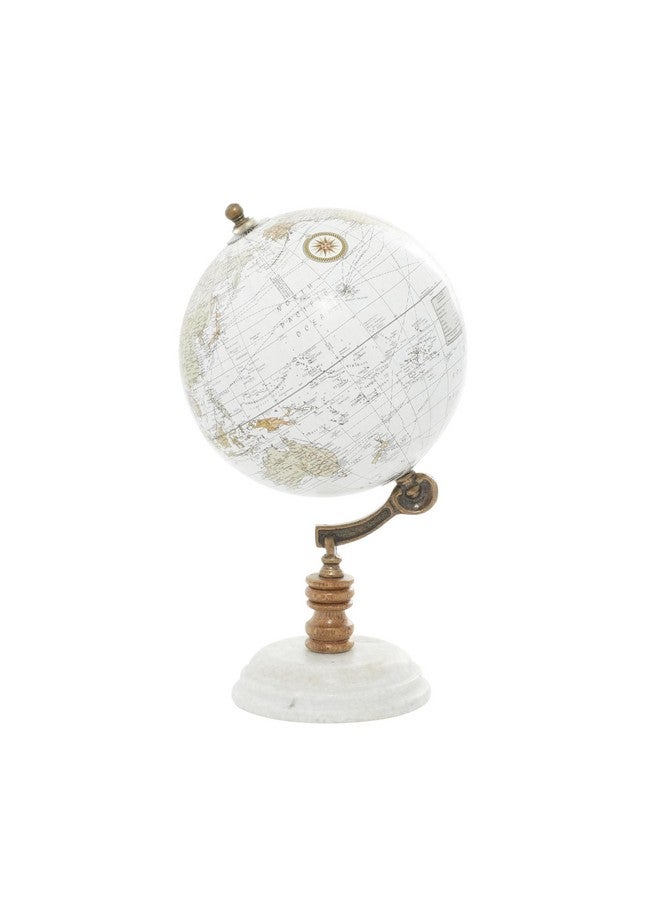 ديكو 79 كرة أرضية ورقية من ديكو 79 بقاعدة رخامية، 7 × 7 × 11 بوصة، بيضاء - Image 2