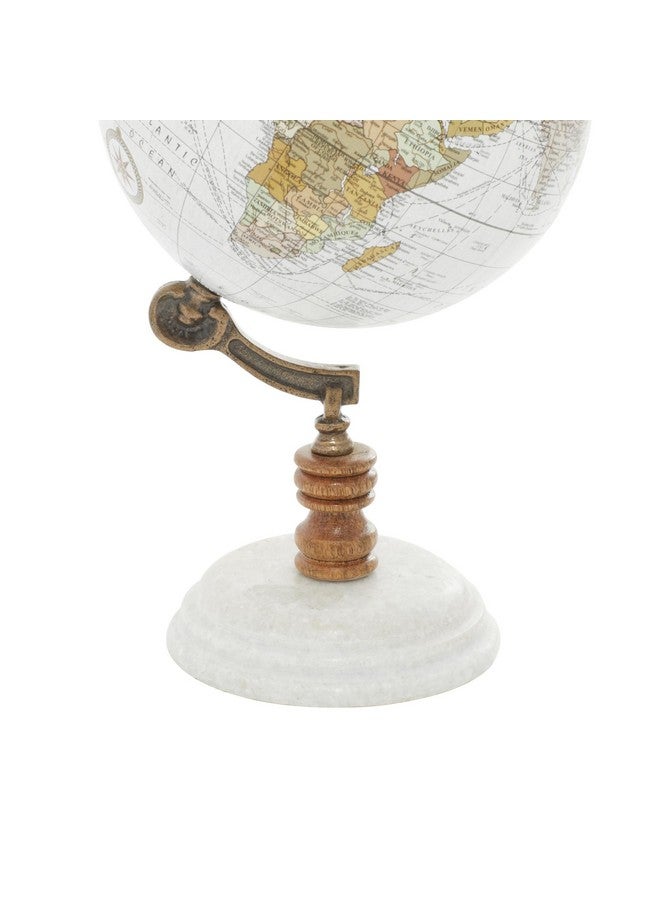 ديكو 79 كرة أرضية ورقية من ديكو 79 بقاعدة رخامية، 7 × 7 × 11 بوصة، بيضاء - Image 4