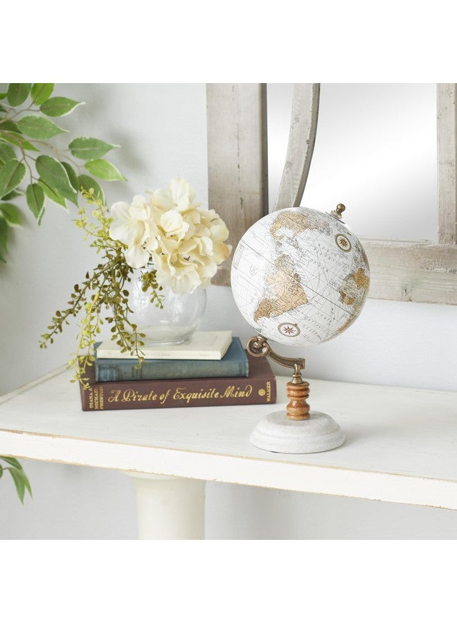 ديكو 79 كرة أرضية ورقية من ديكو 79 بقاعدة رخامية، 7 × 7 × 11 بوصة، بيضاء - Image 5