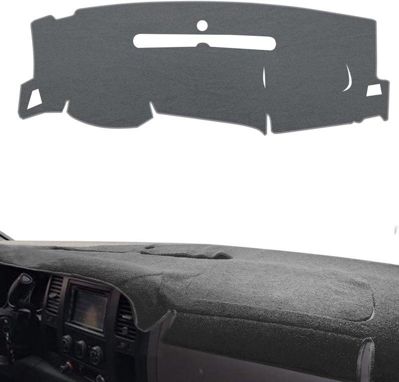 POSAID Dashboard Dash Cover Carpet for Chevy Silverado 2007-2013 and GMC Sierra 07-13 with Two Glove Boxes Car Dash Cover Mat Gray - Image 1